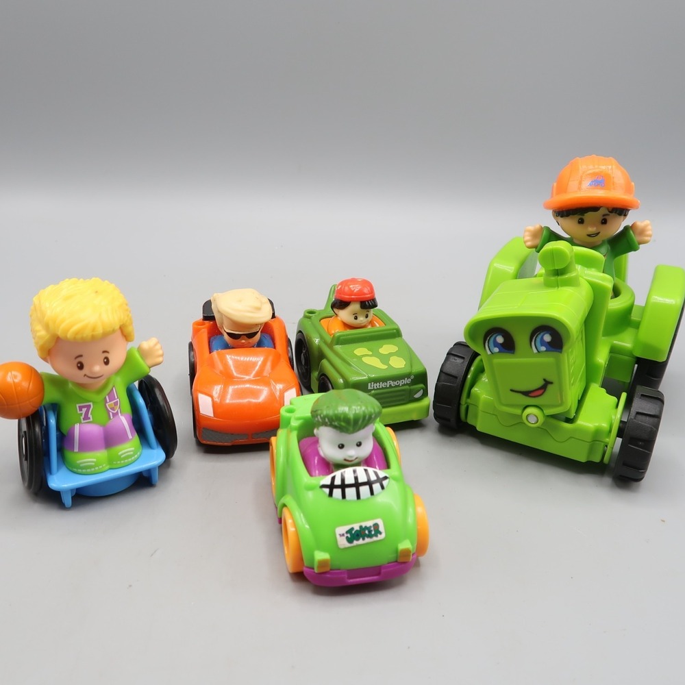 Fisher Price Little People Wheelies Cars Racers Wheelchair Tractor Figure Toy Lo